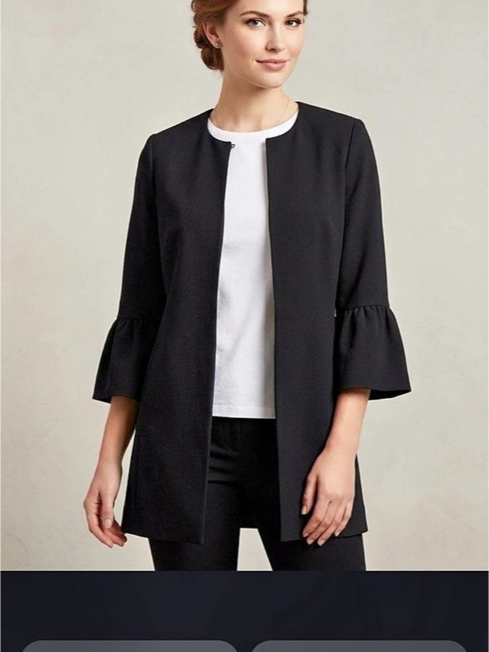 Women's Black Flare Sleeve Blazer size 1O Ann Klein Like New
